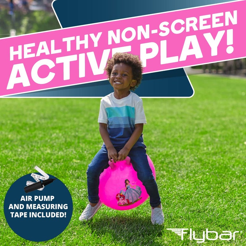 Flybar كرة القفز فليبار للأطفال، كرة قابلة للنفخ للعب النشيط في الداخل والخارج، مع مقبض، تشمل مضخة، لعبة كرة القفز للأولاد والبنات، تدعم حتى 185 رطل، للأعمار 6 سنوات فما فوق، 22 بوصة، متوسطة - Image 2